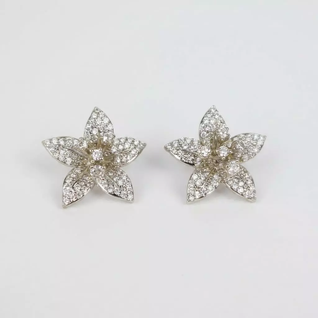 Conjunto Flor Cravejada em Zircônias com 5 Pedras