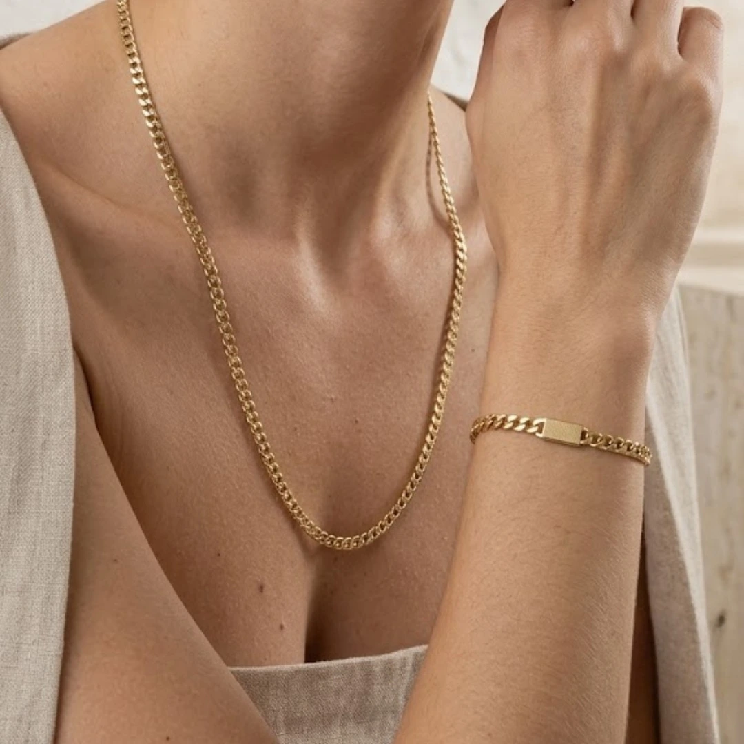 Conjunto Grumê Gold Prime Corrente e Pulseira