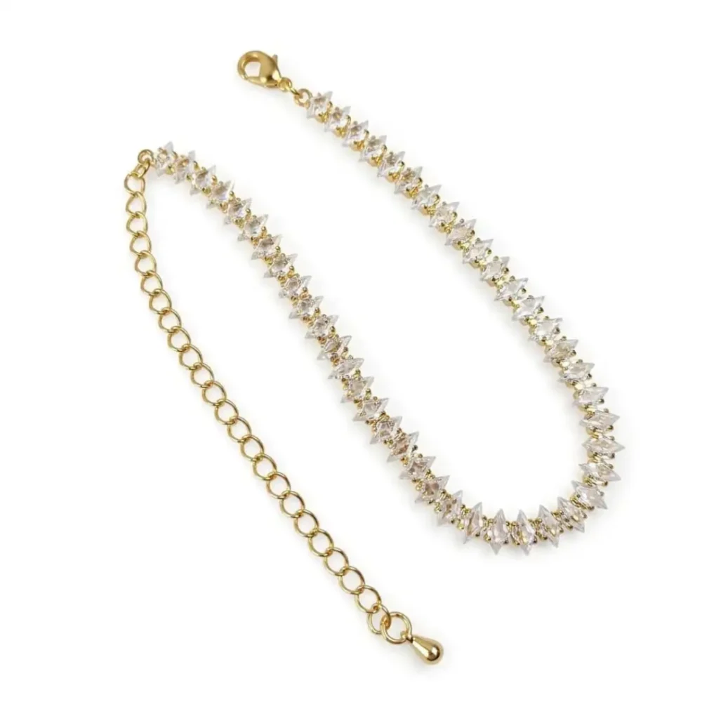 Pulseira Riviera Cristal com Extensor – Banho Ouro ou Platina